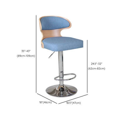Leather Curved-Back Swivel Bar Stool with Footrest