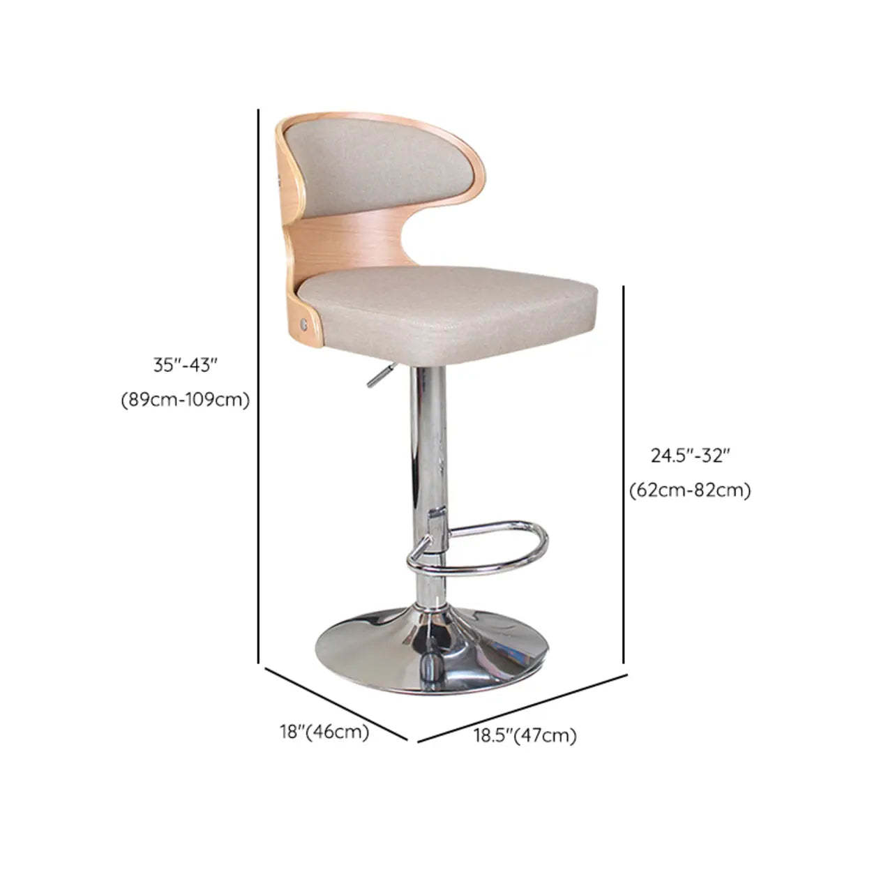 Leather Curved-Back Swivel Bar Stool with Footrest