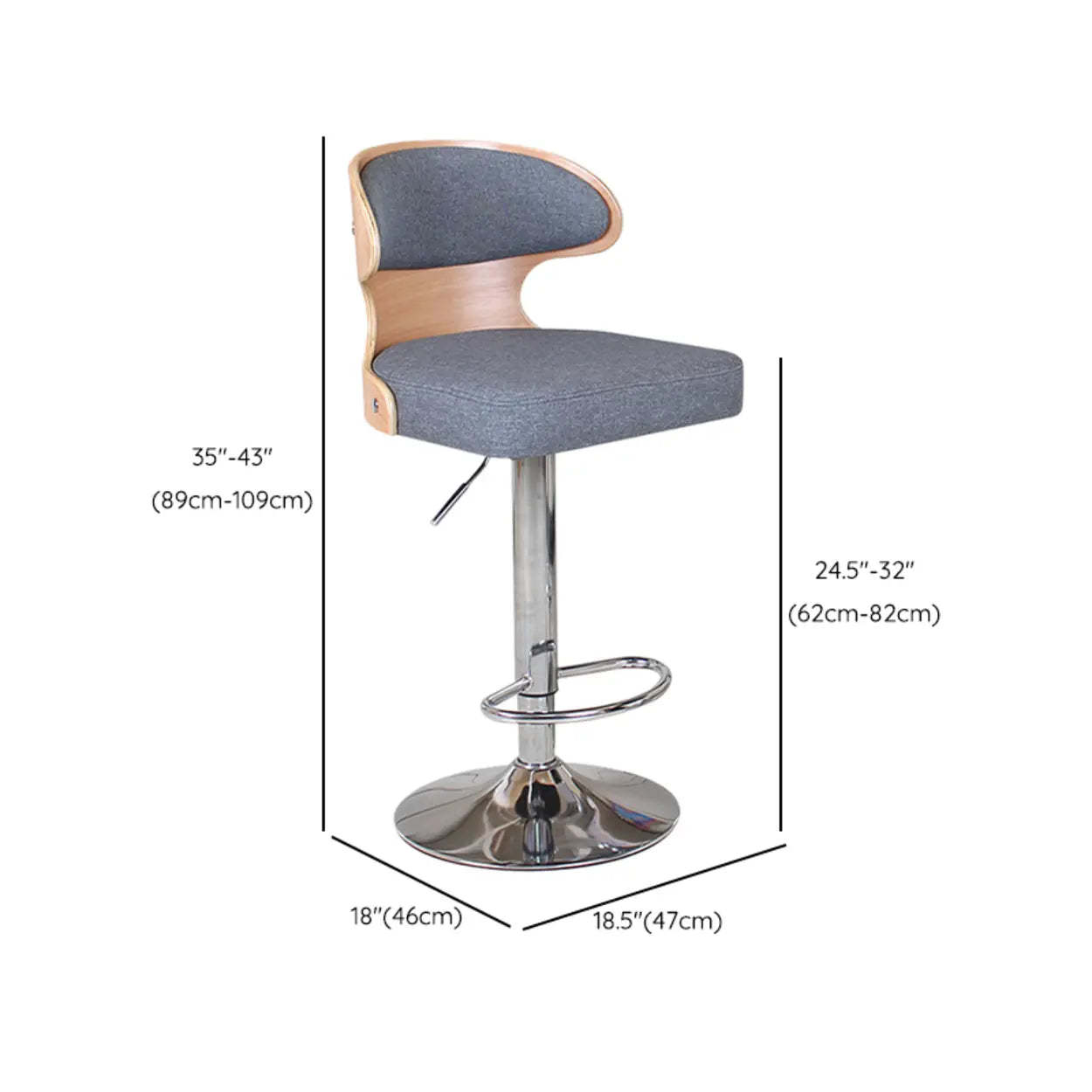 Leather Curved-Back Swivel Bar Stool with Footrest