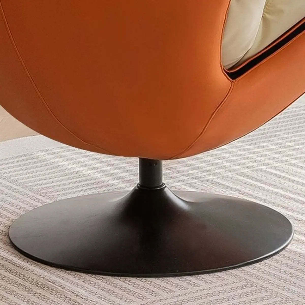 Swivel Leather Ergonomic Accent Chair with Ottoman — Beige/ Yellow / Anti Cat Scratch Leather