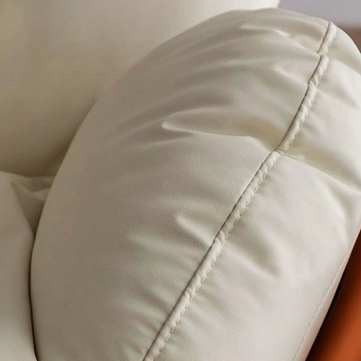 Swivel Leather Ergonomic Accent Chair with Ottoman — Off-White-Orange / Anti Cat Scratch Leather