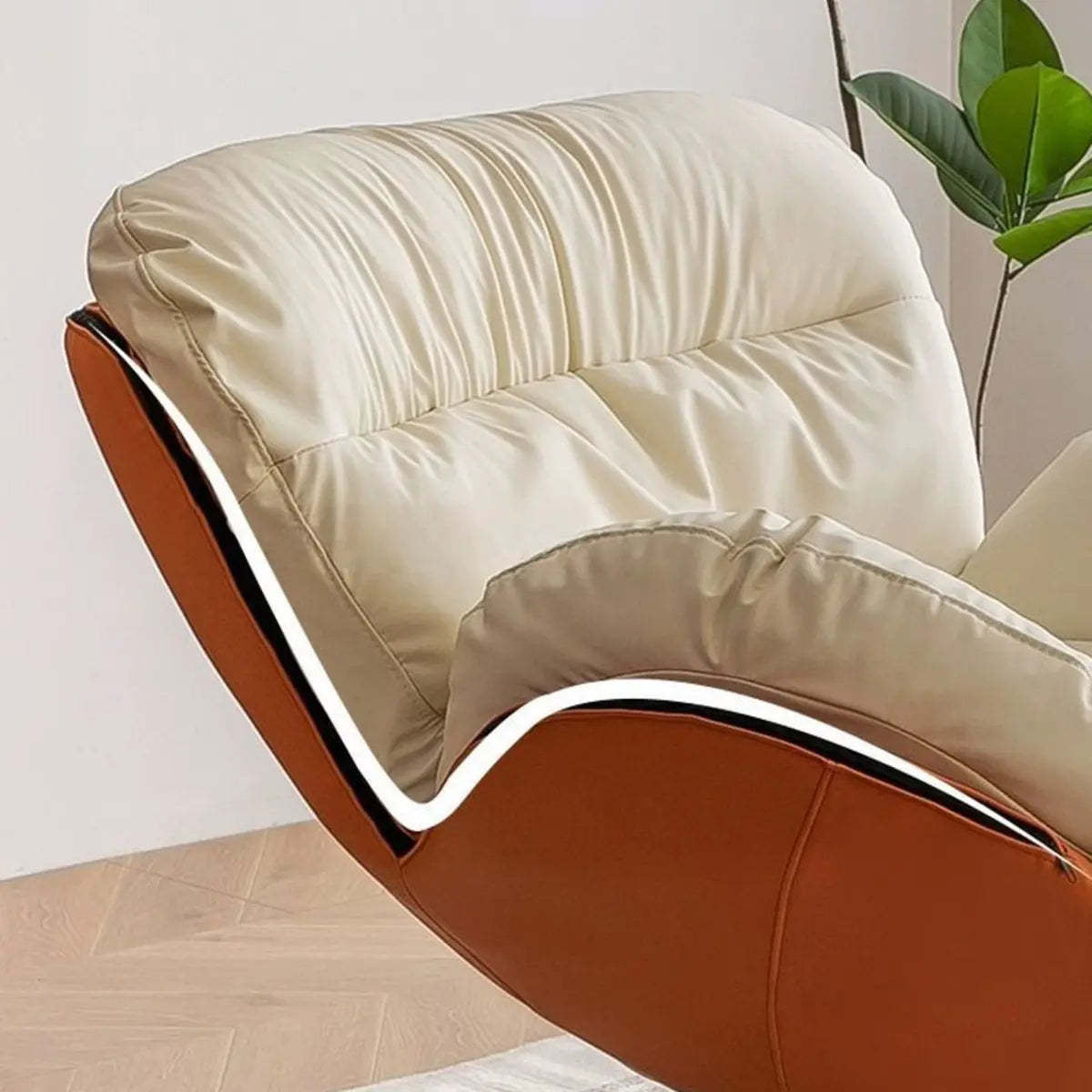 Swivel Leather Ergonomic Accent Chair with Ottoman