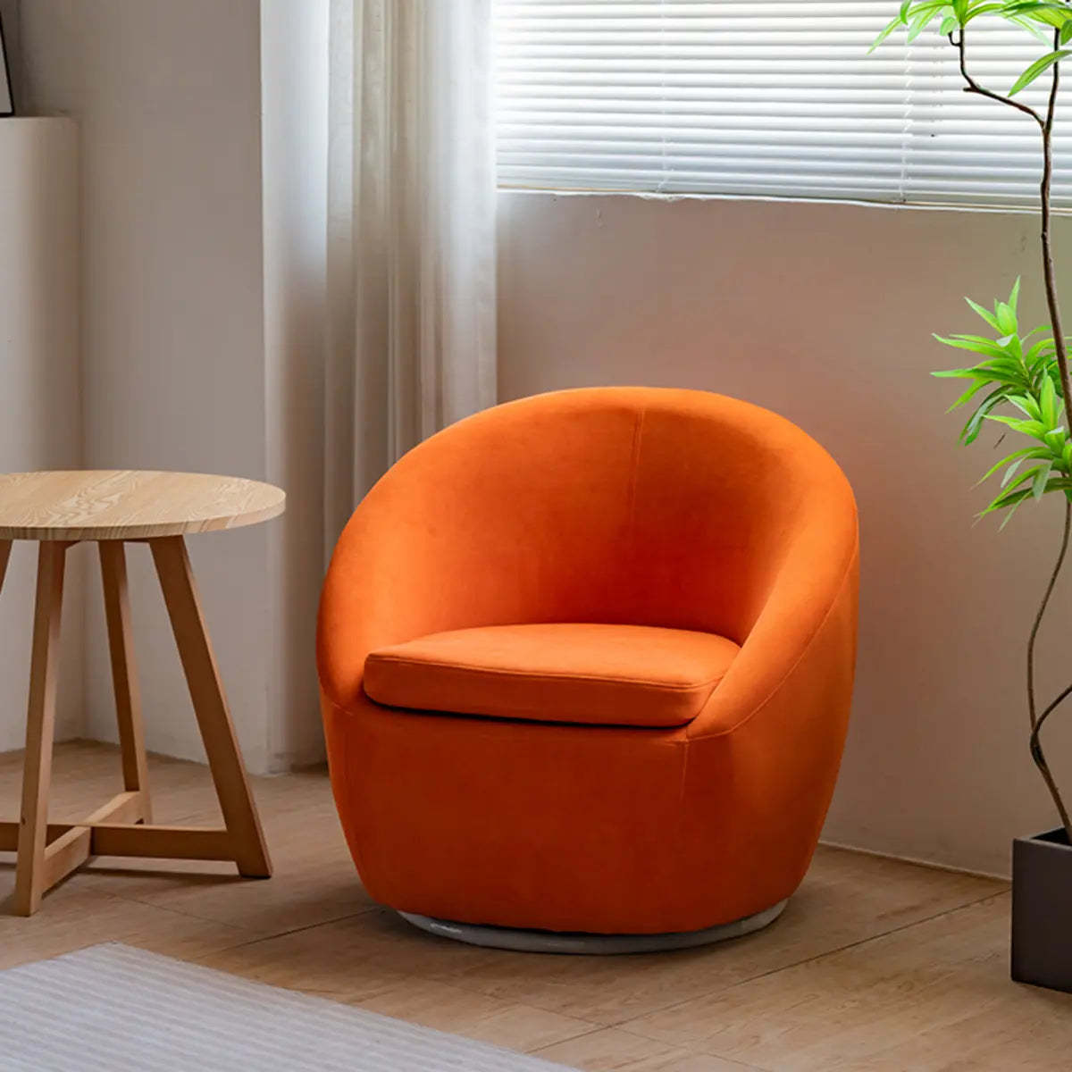 Swivel Off-White Baby Fleece Barrel Chair
