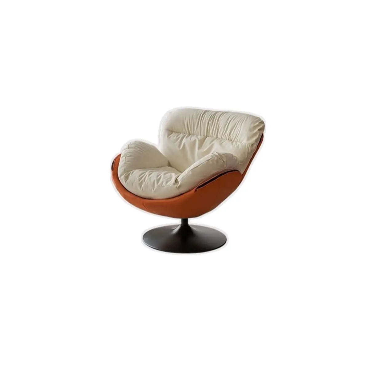 Swivel Orange Leather Tight Back Accent Chair
