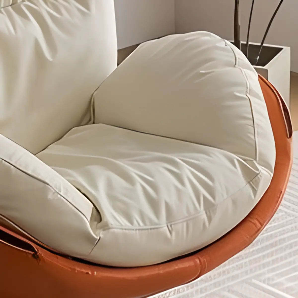 Swivel Orange Leather Tight Back Accent Chair