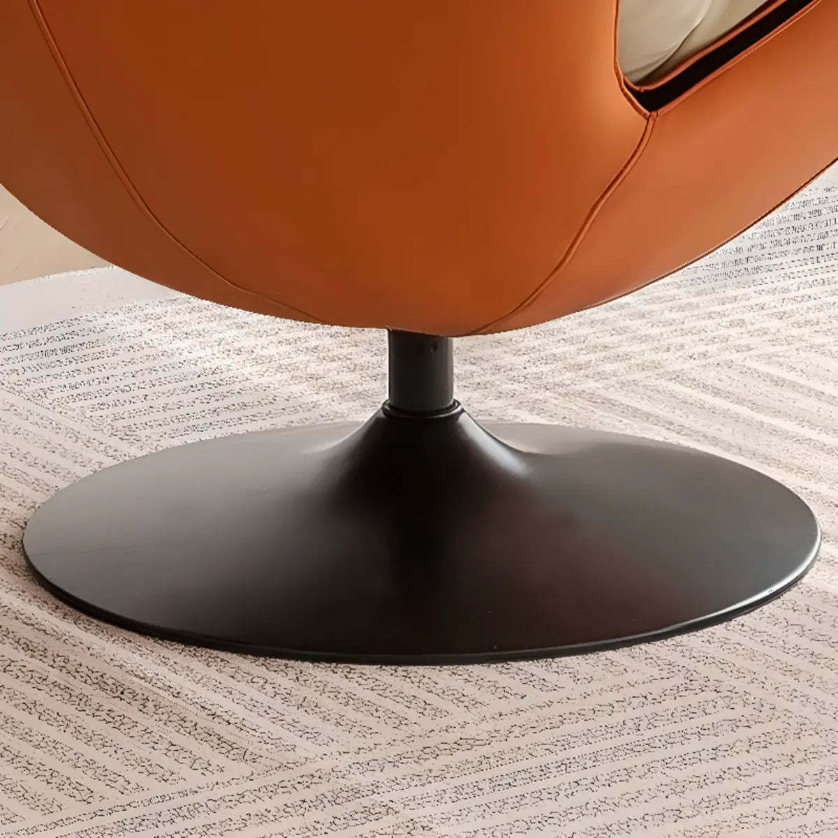 Swivel Orange Leather Tight Back Accent Chair