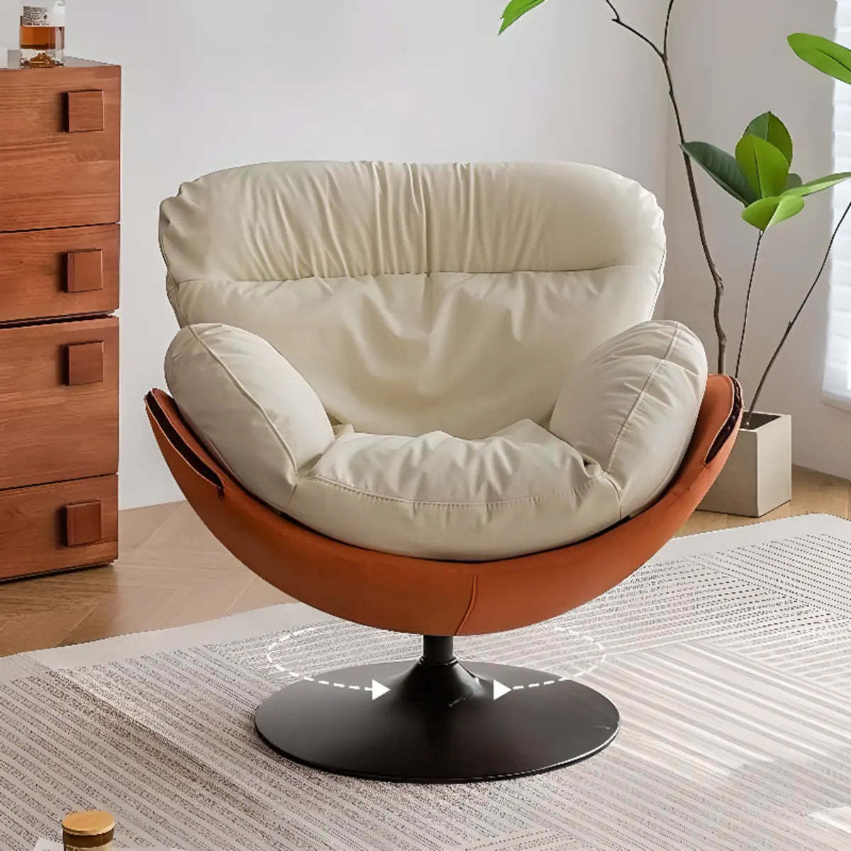 Swivel Orange Leather Tight Back Accent Chair — Green / Anti Cat Scratch Leather