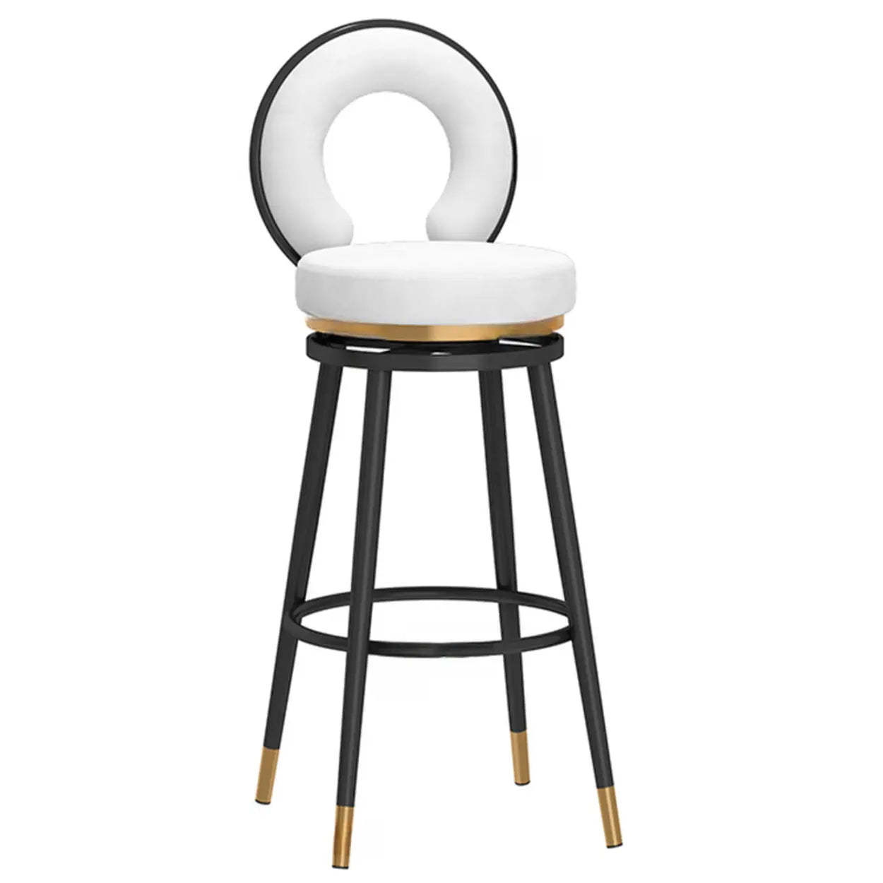 Lighom modern upholstered footrest gray bar & counter stools in iron — 26" H x 18" Dia / White / Black & Gold