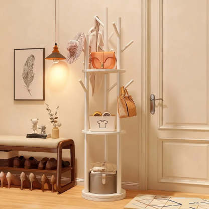 Swivel Tree-Shape Coat Rack — White