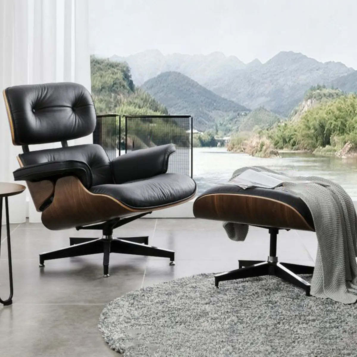 Swivel Water Resistant Leather Star Base Lounge Chair — Accent Chair / PU (Polyurethane)
