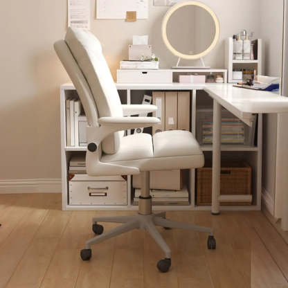 Ergonomic Swivel Fabric Office Chair — White / Tilt Available