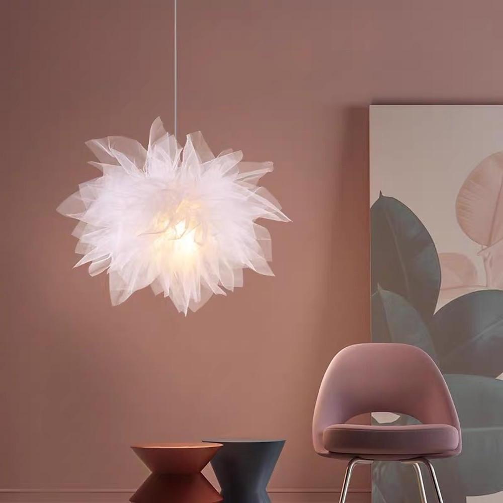 20" Fabric Flower Metal LED Modern Pendant