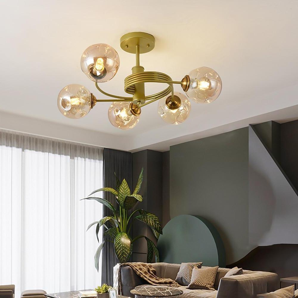 Swirling Nordic Globe Bubble Chandelier Metal Glass Bedroom Chandelier-Lighom