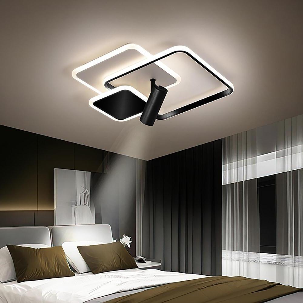 3 Square Metal LED Flush Mount Ceiling Light for Bedroom-Lighom
