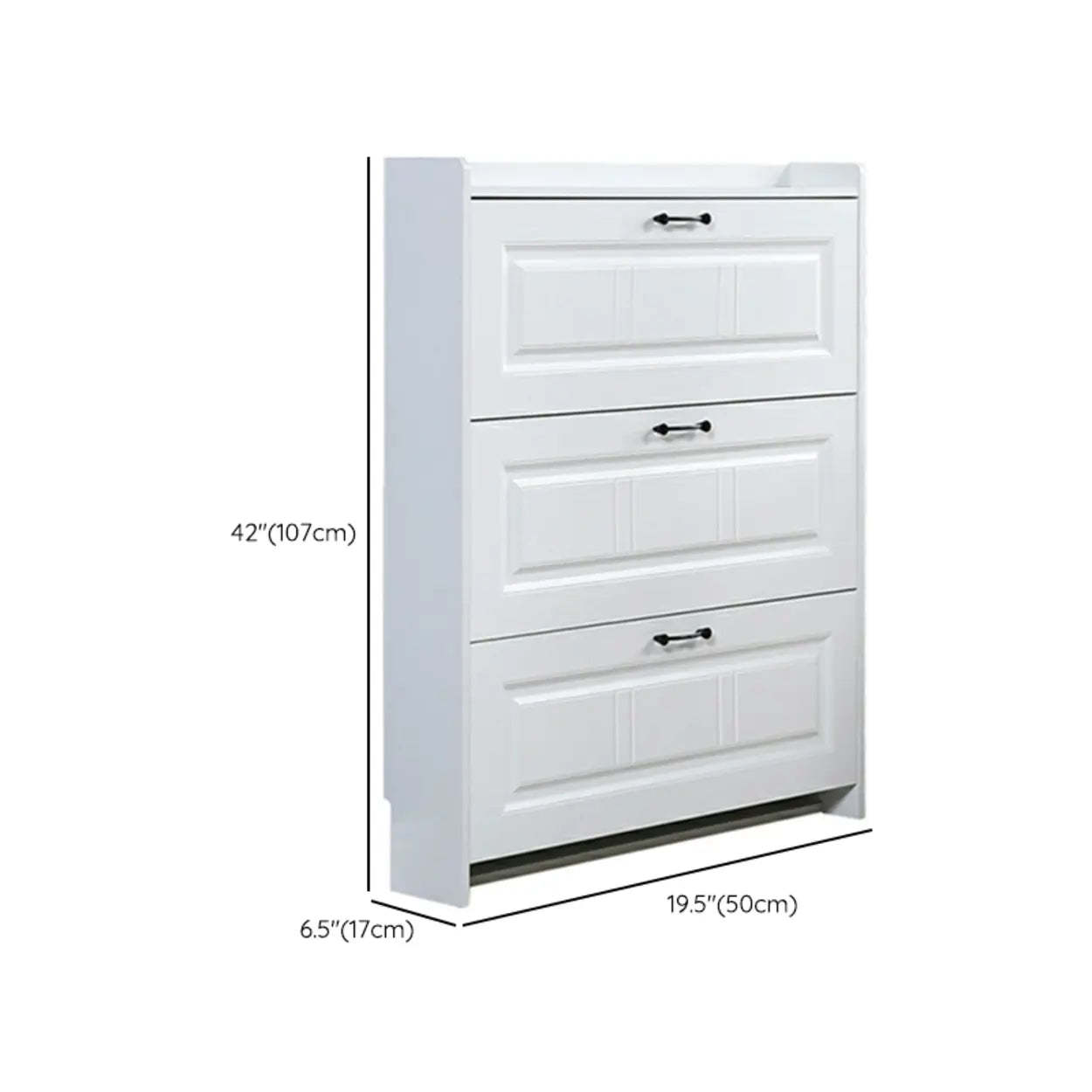 Tall White Drop-Front Hallway Shoe Cabinet