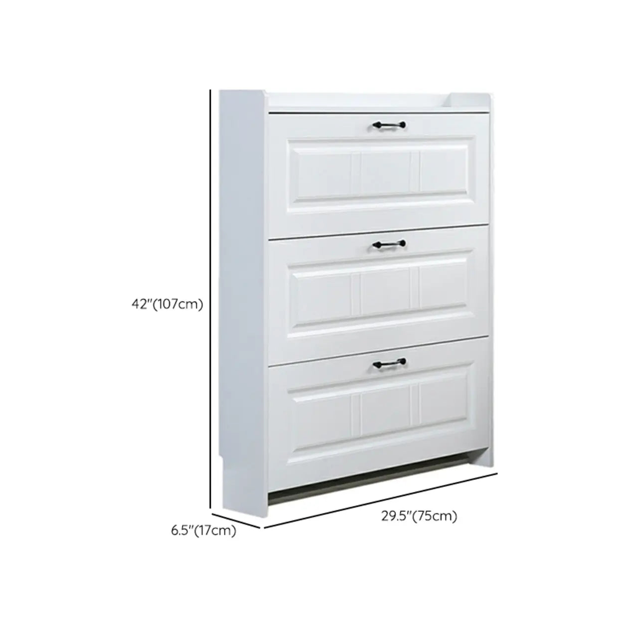 Tall White Drop-Front Hallway Shoe Cabinet
