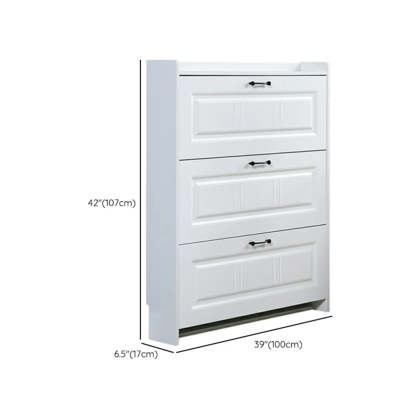 Tall White Drop-Front Hallway Shoe Cabinet