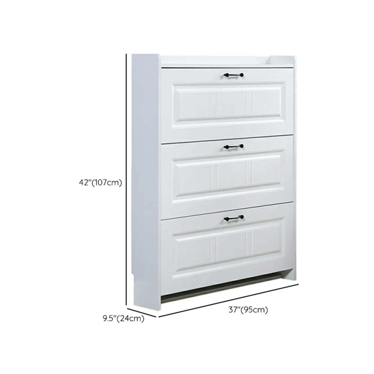 Tall White Drop-Front Hallway Shoe Cabinet