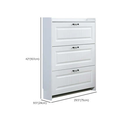 Tall White Drop-Front Hallway Shoe Cabinet