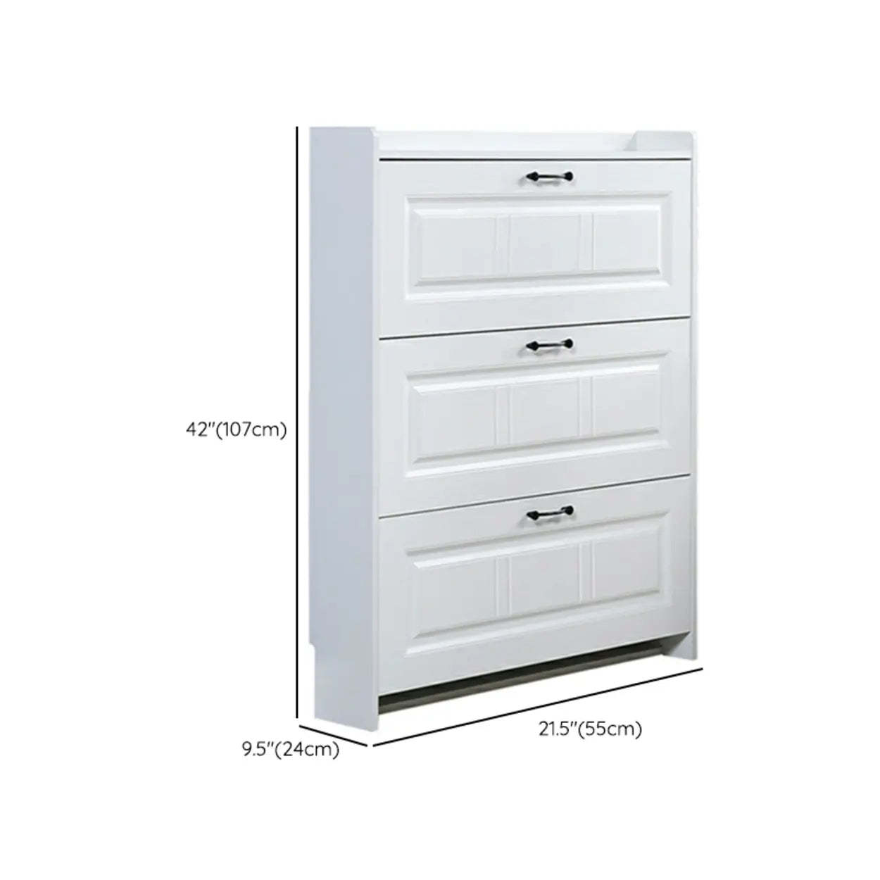 Tall White Drop-Front Hallway Shoe Cabinet