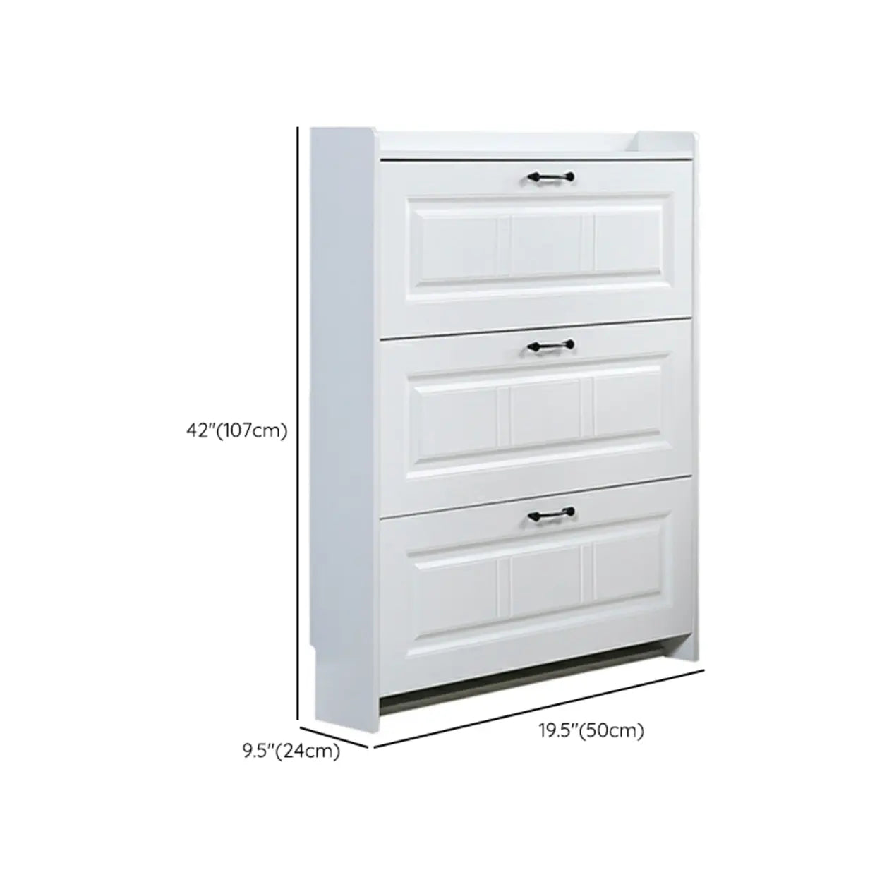 Tall White Drop-Front Hallway Shoe Cabinet