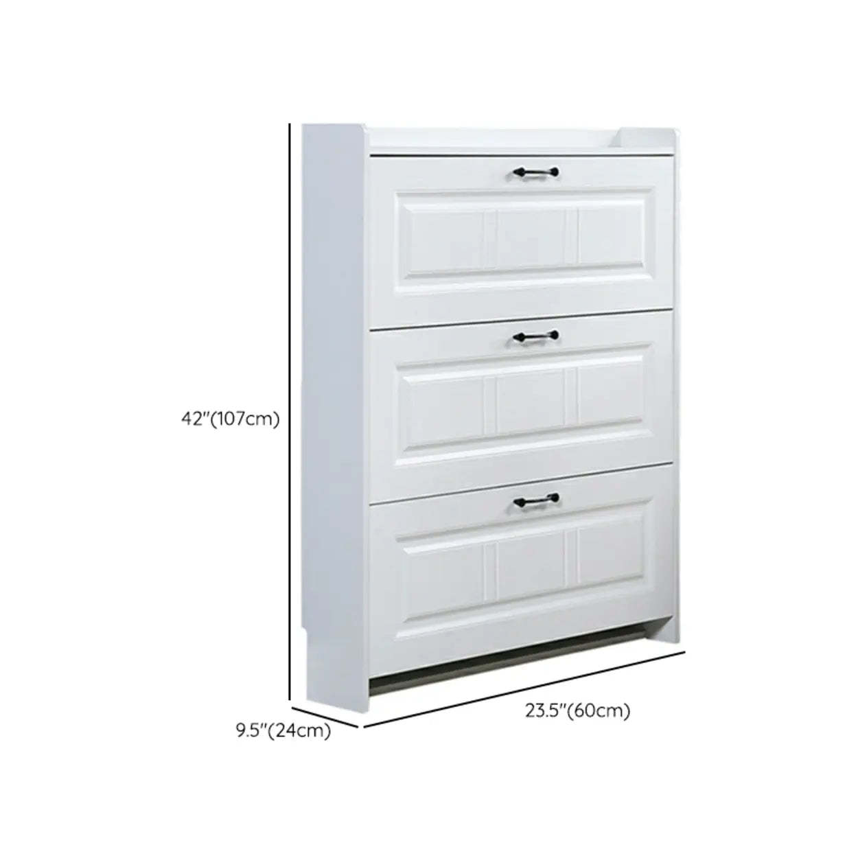 Tall White Drop-Front Hallway Shoe Cabinet