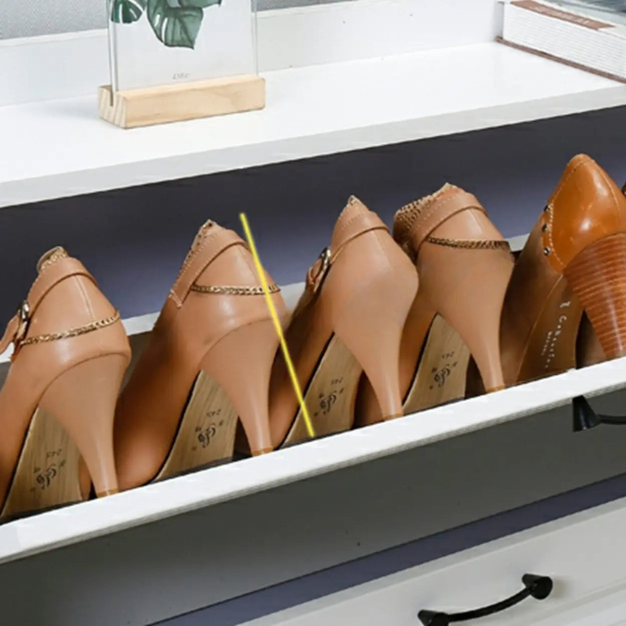 Tall White Drop-Front Hallway Shoe Cabinet