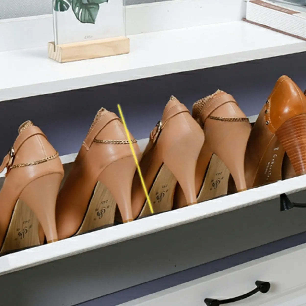 Tall White Drop-Front Hallway Shoe Cabinet