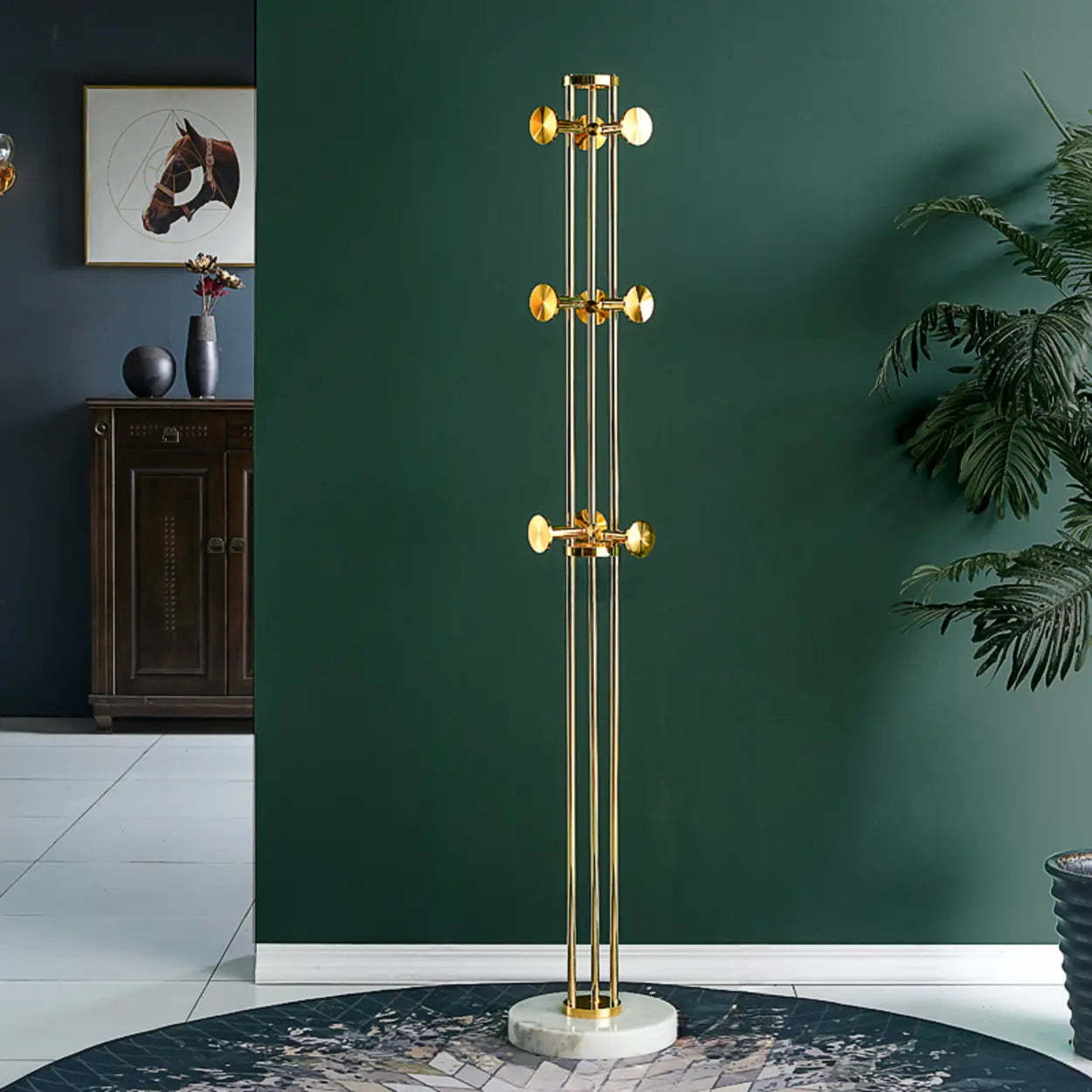 Gray metal coat home hall trees & coat racks - luxury — Gold & White