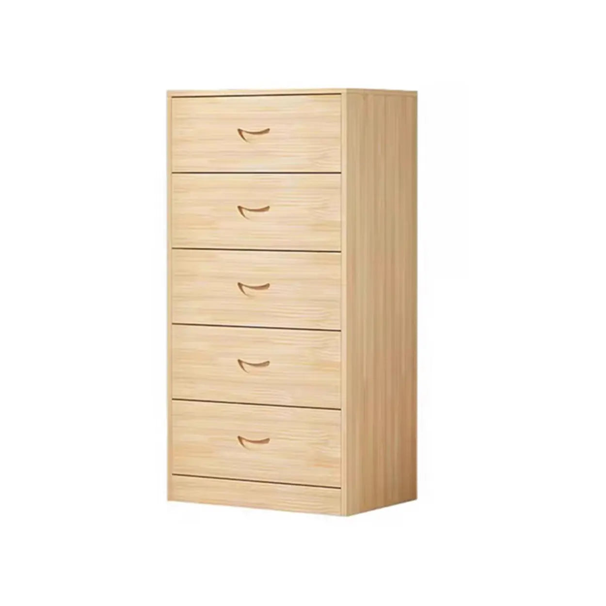 Tall Natural Wood Vertical 5-Drawer Chest