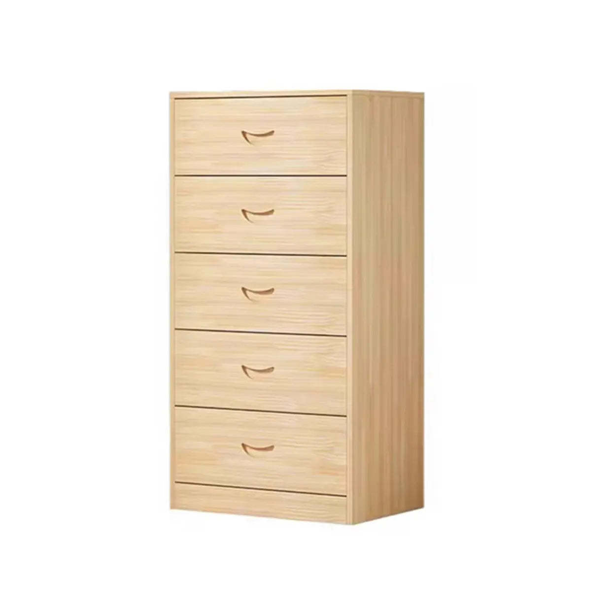 Tall Natural Wood Vertical 5-Drawer Chest
