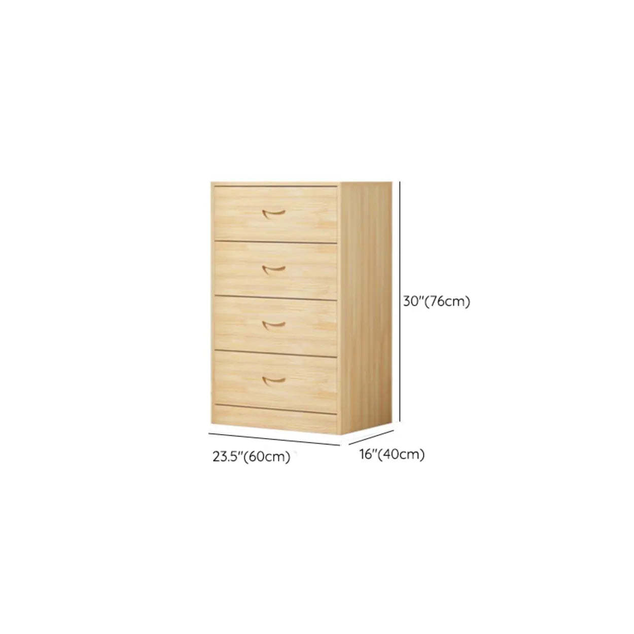 Tall Natural Wood Vertical 5-Drawer Chest