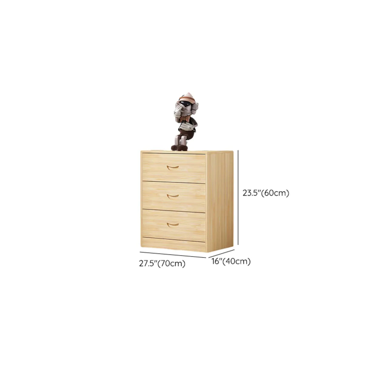 Tall Natural Wood Vertical 5-Drawer Chest