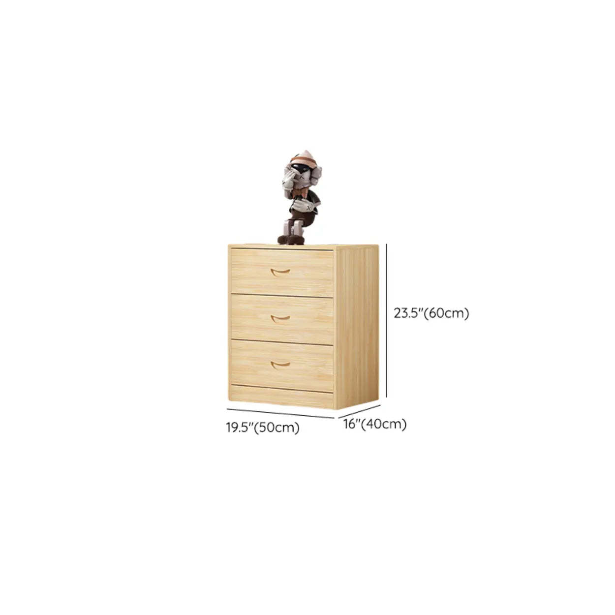 Tall Natural Wood Vertical 5-Drawer Chest