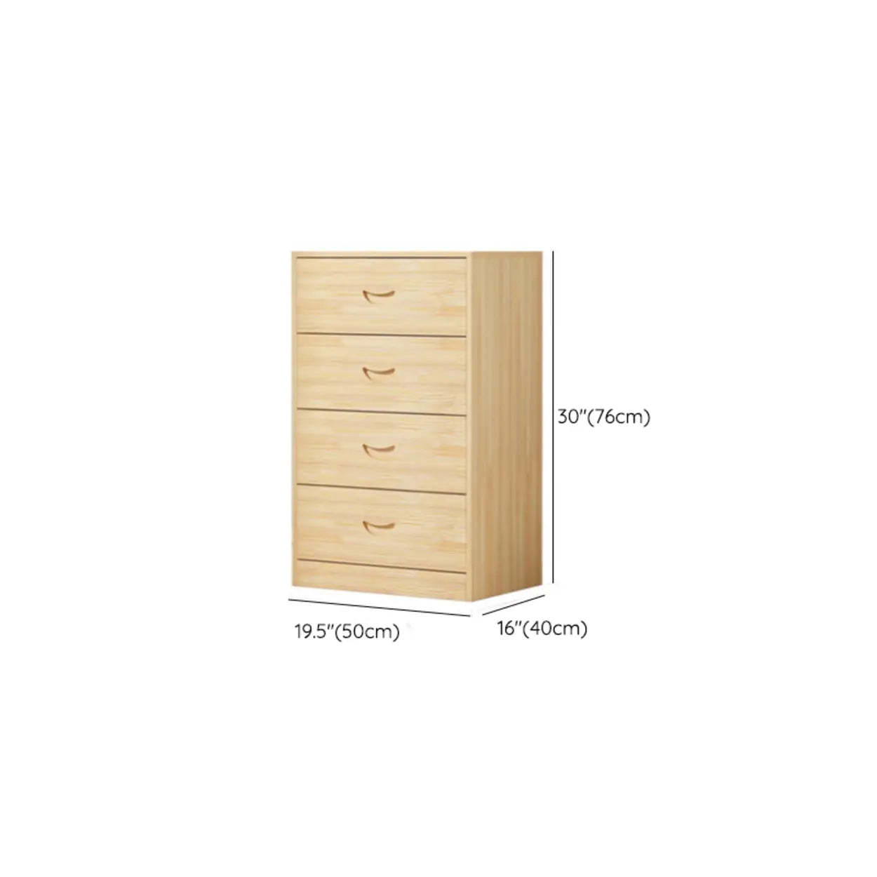 Tall Natural Wood Vertical 5-Drawer Chest