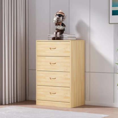 Tall Natural Wood Vertical 5-Drawer Chest