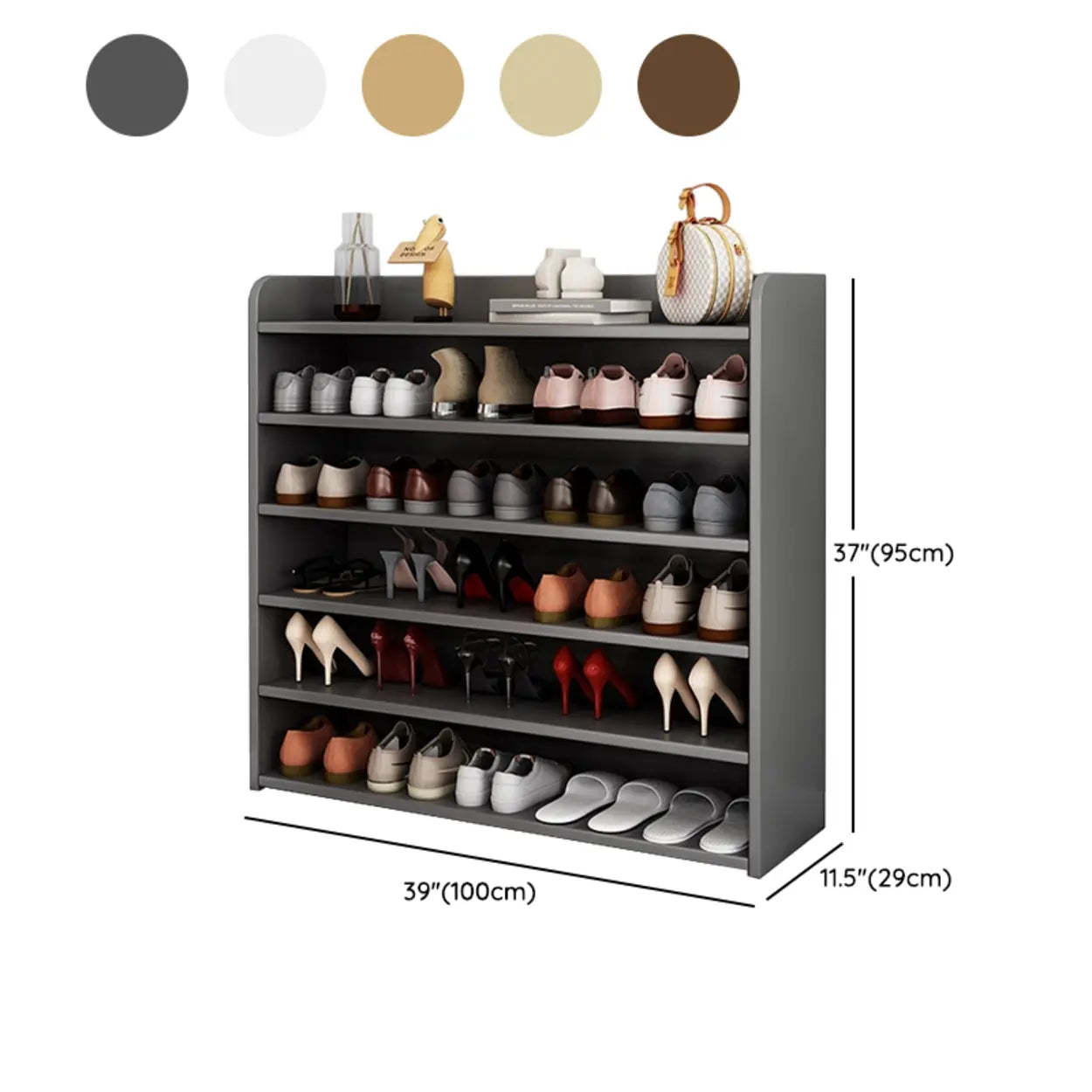 Lighom shoe tall wood shoe storage for entryway
