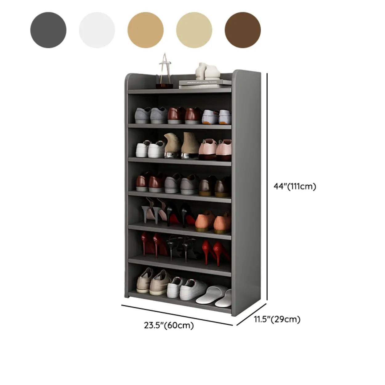 Modern closed-back tall shoe storage in wood