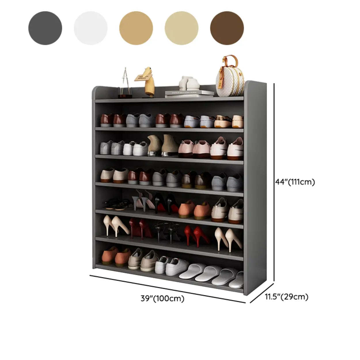 Tall Wood Closed-Back Shoe Rack
