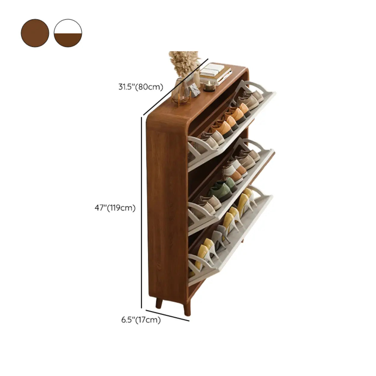 Tall Wood Drop-Front Shoe Cabinet