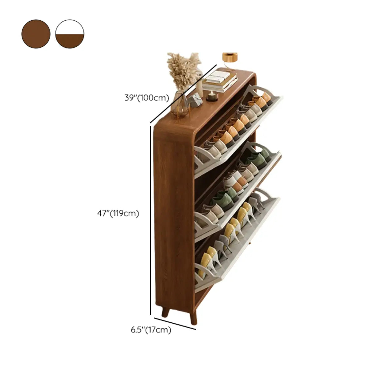 Tall Wood Drop-Front Shoe Cabinet
