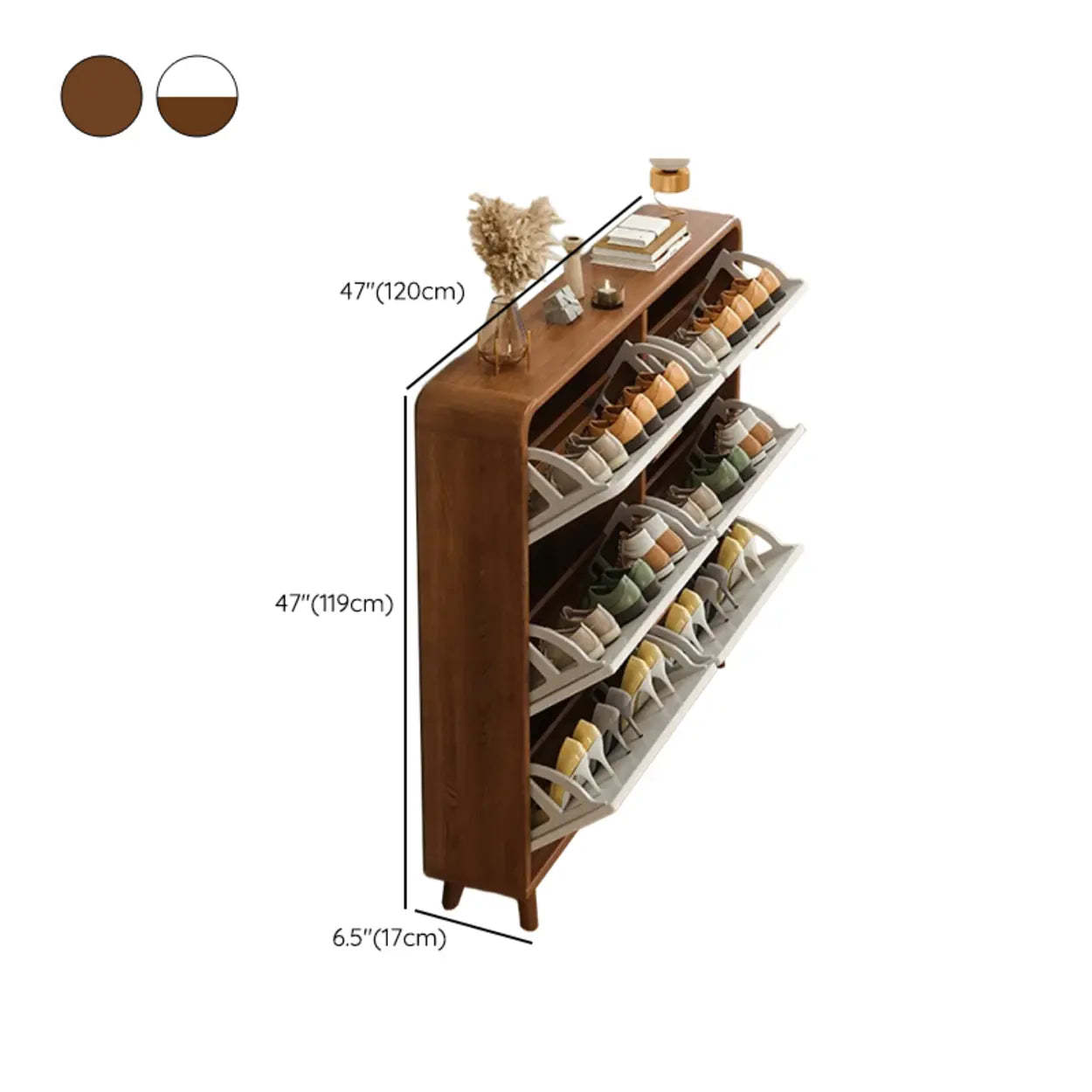 Tall Wood Drop-Front Shoe Cabinet