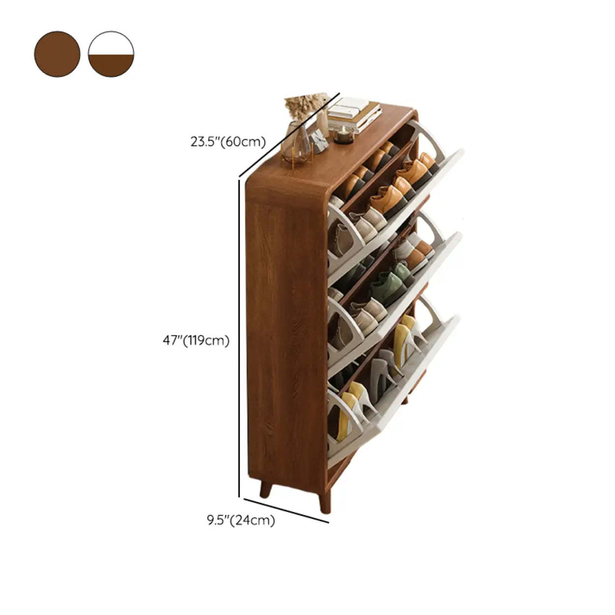 Tall Wood Drop-Front Shoe Cabinet