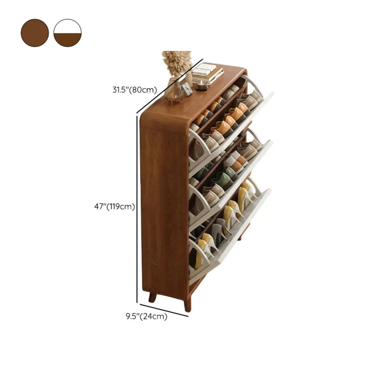Tall Wood Drop-Front Shoe Cabinet