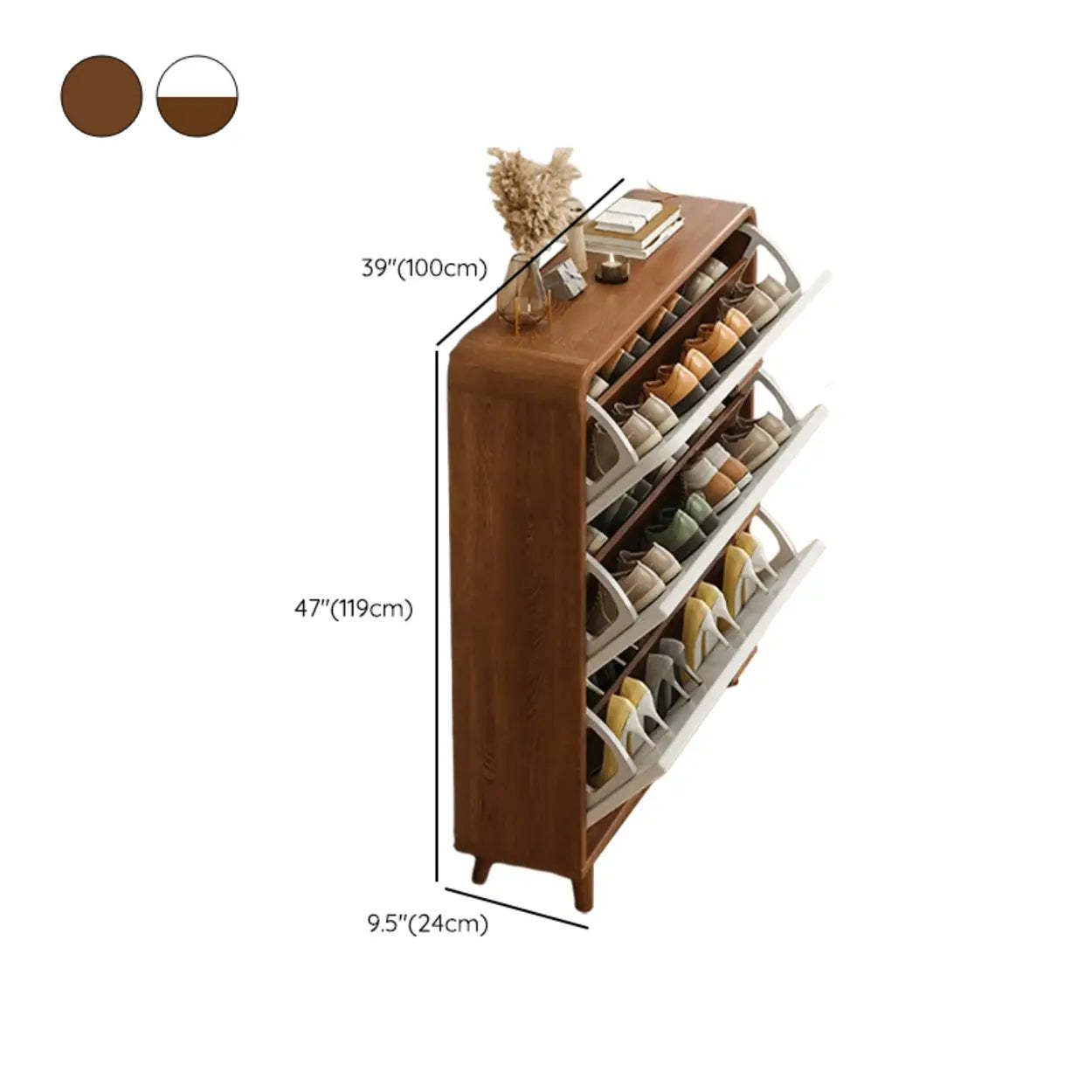 Tall Wood Drop-Front Shoe Cabinet