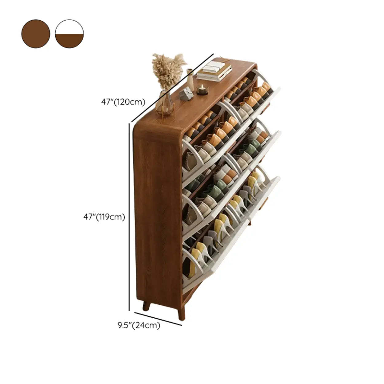 Tall Wood Drop-Front Shoe Cabinet