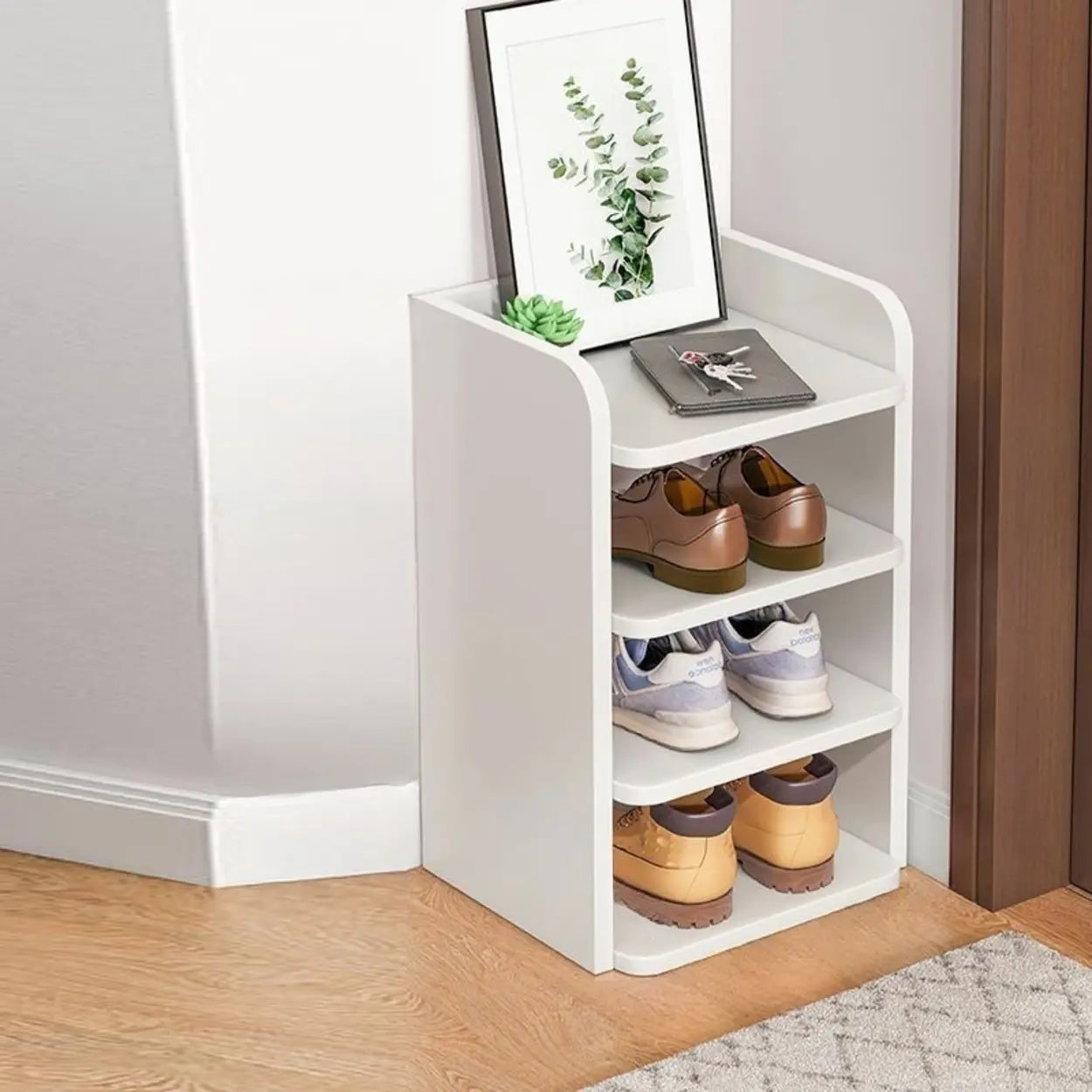 Tall Wood Entryway Shoe Rack — Red Sandalwood
