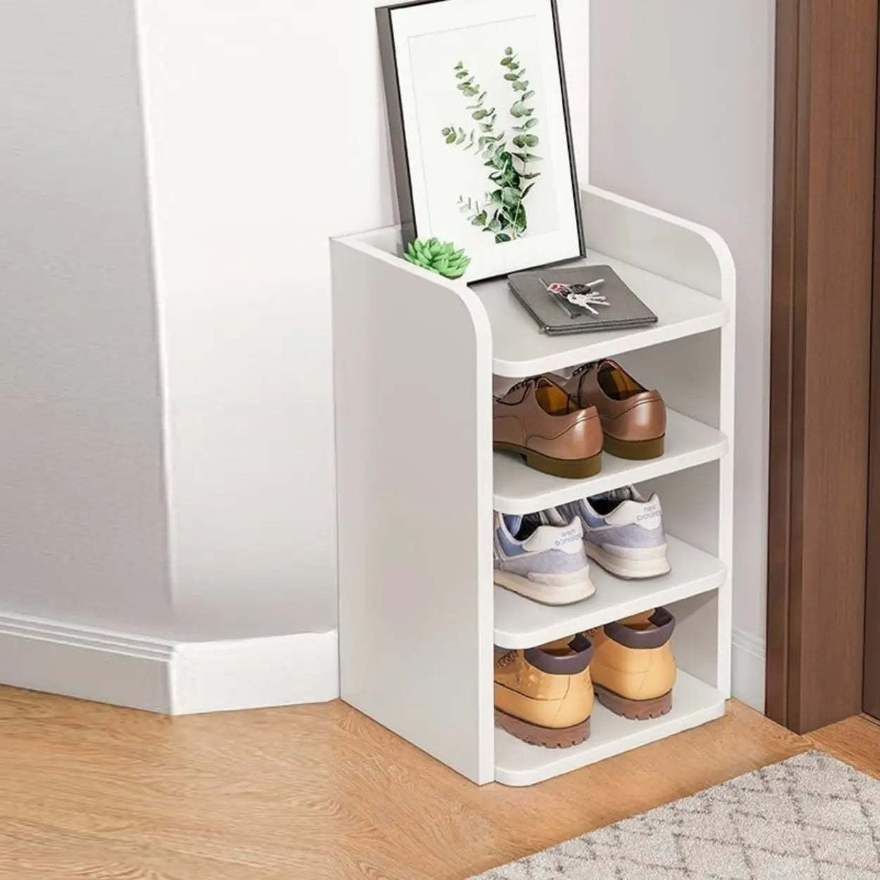 Tall Wood Entryway Shoe Rack — Red Sandalwood