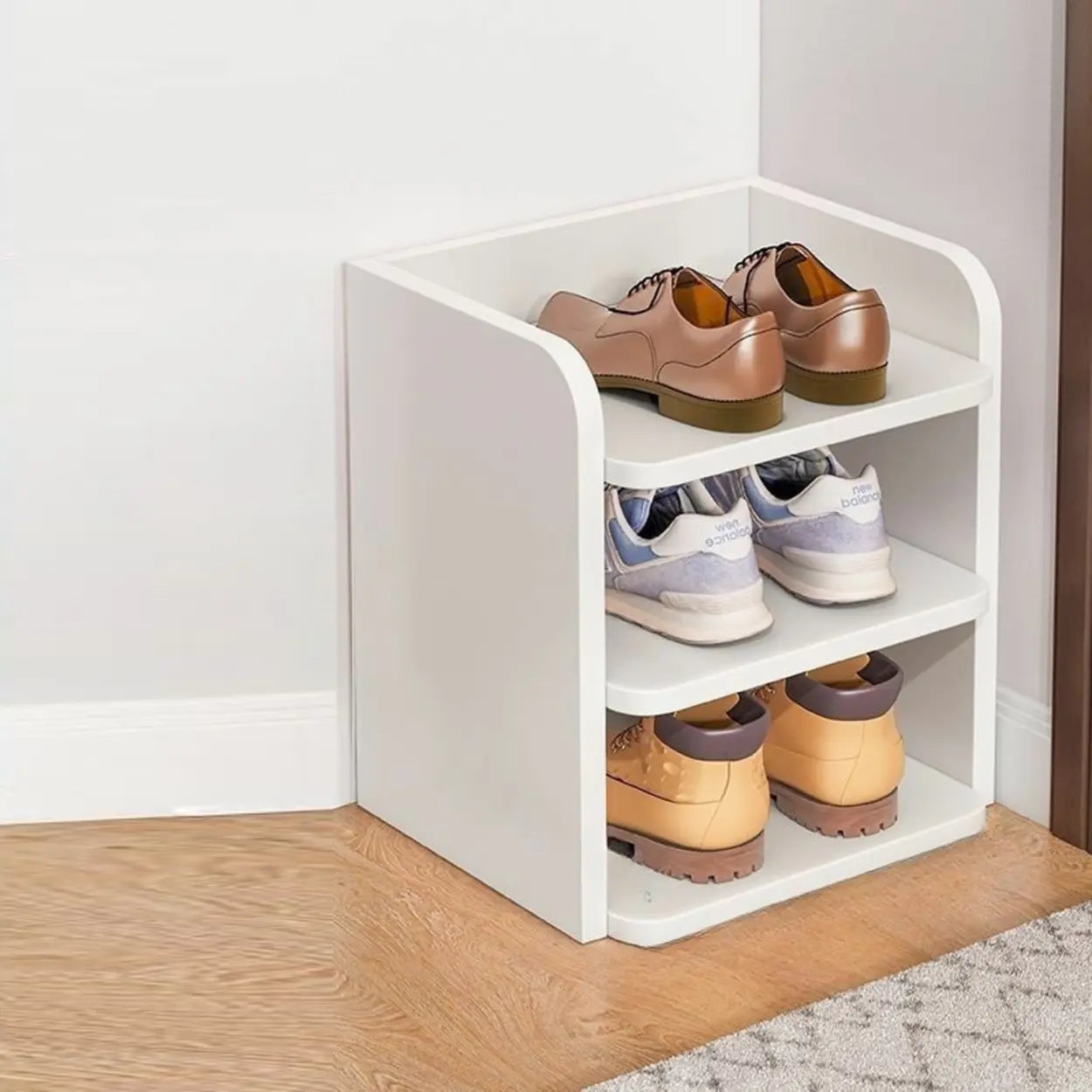 Tall Wood Entryway Shoe Rack — Red Sandalwood
