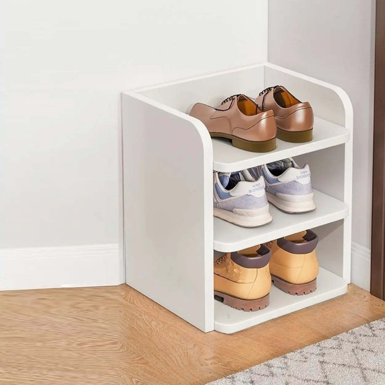 Tall Wood Entryway Shoe Rack — Red Sandalwood